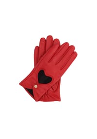 Kazar - Handschuhe aus rotem Leder in Rot mit Cut-outs für Herzen - Rot
