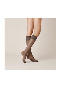 KUNERT - Kniestrümpfe Satin Look, transparent, für Damen - 42 GRAPHIT