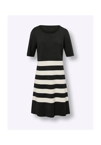 heine - Strickkleid - camel-ecru-geringelt