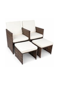 VCM. 4-tlg. Set Gartenstuhl | Loungestuhl Sessel | Maße pro Stuhl ca. H. 84 x B. 53 x T. 53 cm | Rattan | Balkonstuhl mit Sitzkissen - Raloso - VCM Raloso - Braun
