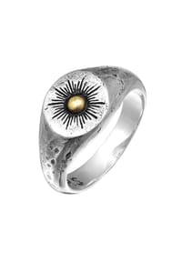 HAZE & GLORY - Ring Siegelring - Sun Lover Sonnen Motiv 925 Silber - Gold