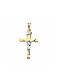 Adelia's - Adelia's Kreuzanhänger 585 Gold ( 14K ) – Goldanhänger Kreuz - silber