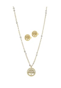 Adelia's - Edelstahl Schmuckset Lebensbaum mit Ohrringe + Halskette + Anhänger silberfarben - gold