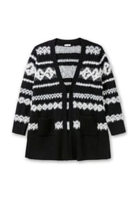 sheego - Longstrickjacke - schwarz-gemustert