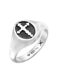 KUZZOÍ - Ring Siegelring Kreuz 925 Sterling Silber - Silber