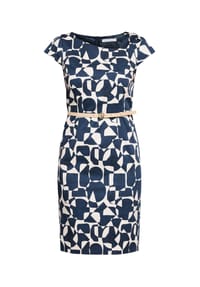BETTY & CO - Etuikleid mit Gürtel - Dark Blue/Nature