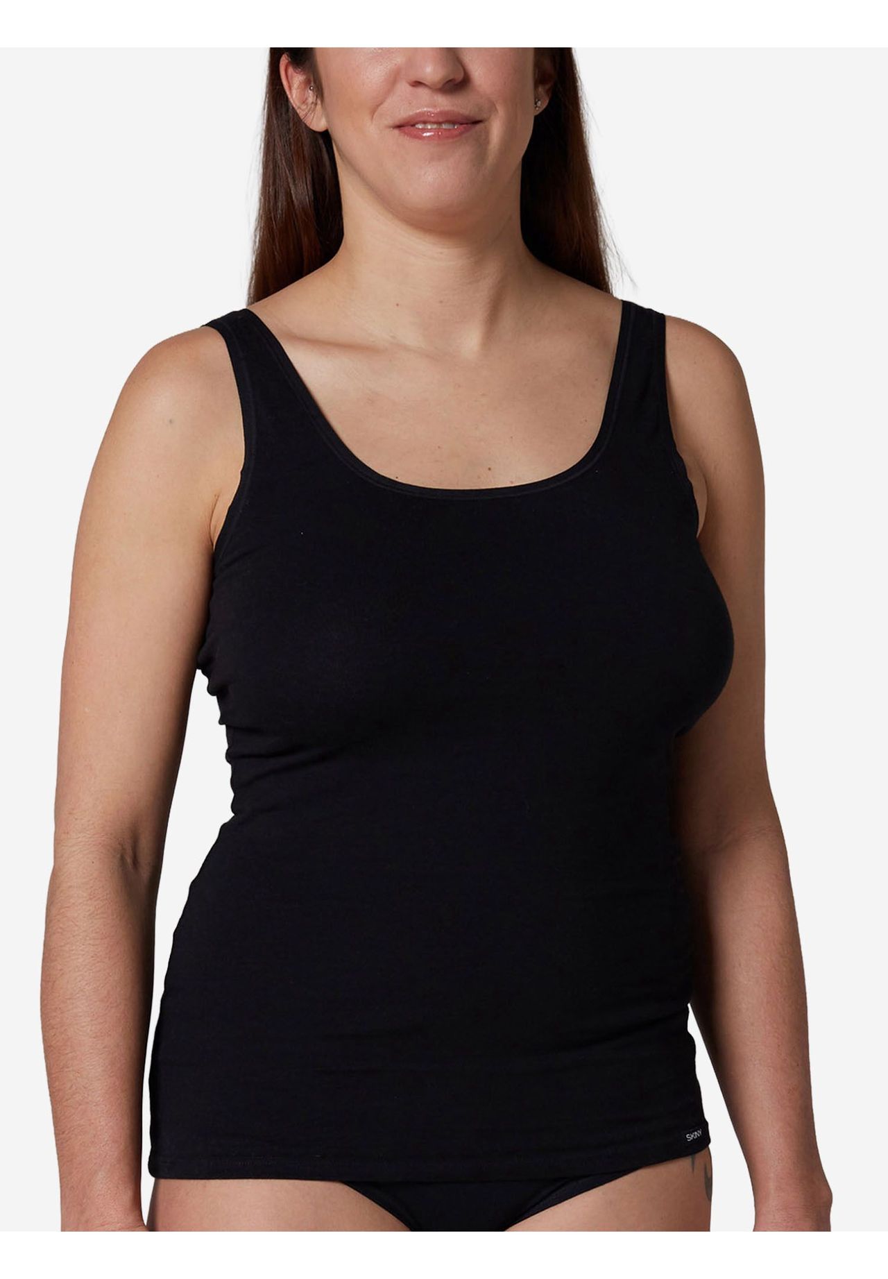 Skiny® Advantage Cotton Unterhemd, 2Er-Pack, U-Ausschnitt, FüR Damen, Schwarz, 42