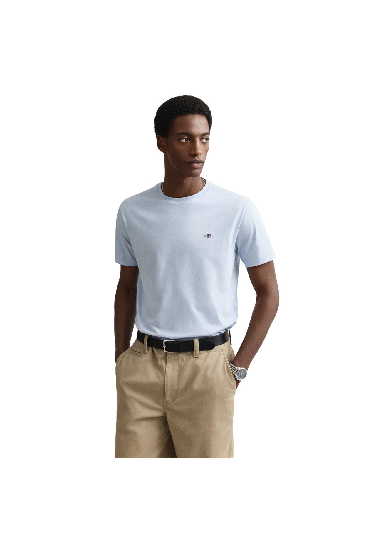 Gant Herren T-Shirt - Regular Shield, Rundhals, Kurzarm, Baumwolle, Stickerei, Blau, XL