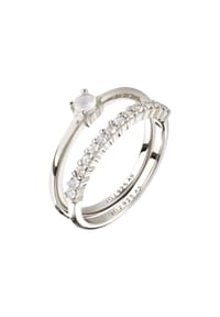 elli. PREMIUM - Ring Set Mondstein Regenbogen 925 Sterling Silber - Gold
