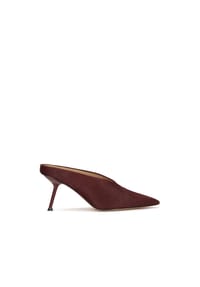 ONE ELEMENT - Kastanienbraune Stiletto-Pantoletten mit Naturborsten - Bordeaux
