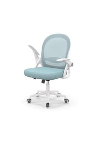 Rattantree - Ergonomischer Bürostuhl mit Netzrücken, klappbaren Armlehnen, Lendenstütze und Drehfunktion,grün - grau