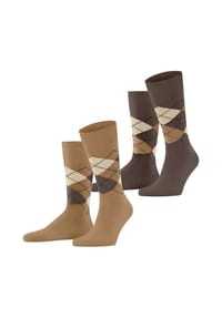 Burlington - Everyday Socken, 2er Pack, Argyle-Muster, für Herren - 5152 BROWN SUGAR