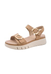 Tamaris - Leder Sandalen - Camel/Weiß
