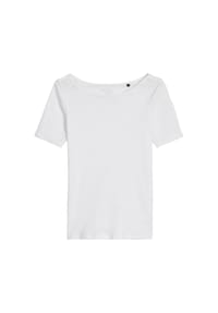 Marc O'Polo - Damen T-Shirt - Slub-Jersey T-Shirt Shortsleeve, U-Boot-Ausschnitt, Regular Fit, Baumwolle - Dunkelblau