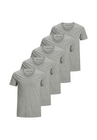 JACK & JONES - T-Shirt 5er Pack Essentials - Dunkelblau / hellgrau