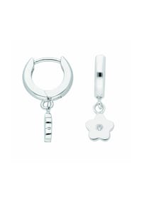 Adelia's - 925 Silber Ohrringe / Creolen Blüte mit Zirkonia Ø 11,9 mm - silber