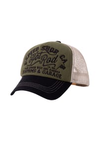 KING KEROSIN - Trucker Cap mit Front-Stickerei Hot Rod - olivgrün