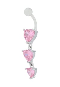 Adelia's - Damen Edelstahl Piercing Bauchnabelpiercing Herz 1,2 cm silberfarben mit funkelnden Zirkonia - silber