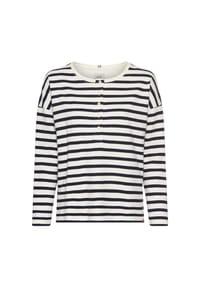 camel active - Langarmshirt mit Knopfverschluss - Blau gestreift