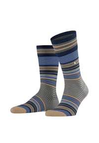 Burlington - Stripe Socken, Schurwolle-Mix, Streifen-Look, für Herren - 3000 BLACK