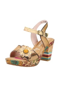 LAURA VITA® - Leder Sandalen - Beige/Grün