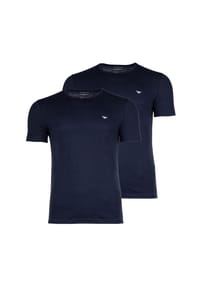 EMPORIO ARMANI - Herren T-Shirts, 2er Pack - CORE LOGOBAND, Rundhals, Regular Fit, Stretch Cotton - Blau
