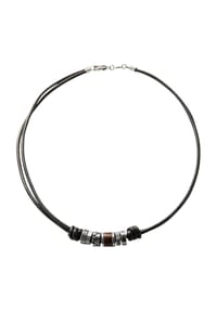 FOSSIL - Herren Kette mit Anhängern "JF84068040", Leder/Edelstahl - schwarz