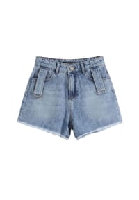 Solang - Shorts mit seitlichen Zierbändern und Metallringen - Hellblau
