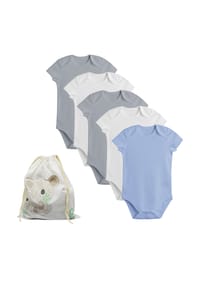 biorganic - Baby-Kurzarmbody, 5 Stück, Bio-Baumwolle, Unisex - Indigo