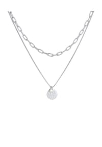 elli. PREMIUM - Halskette Layer Plättchen Layer Figaro 2-Lagig 925 Silber - Silber