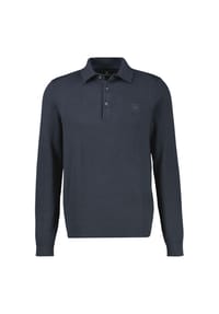 LERROS - Langarm Polo aus Baumwollstrick mit flexiblen Rippbündchen - CEDAR GREEN MELANGE