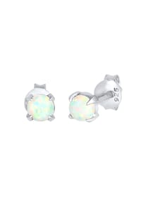 elli. - Ohrringe Stecker Opal Rund Synthetisch 925 Silber - Blau