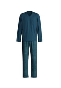 CALIDA - Herren Pyjama, lang Relax Imprint - deep petrol