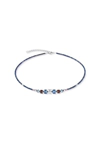 COEUR DE LION - Halskette Wave Cube Flow - Blau-Grau