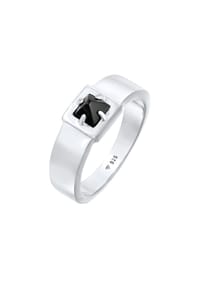 KUZZOÍ - Ring Herren Bandring Onyx Pyramide 925 Silber - Gold