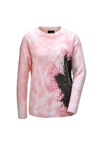 GOLDNER - Pullover mit femininem Druck und Pailletten - rosé / schwarz / gemustert