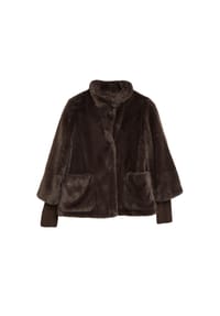 s.Oliver BLACK LABEL - Kunstfelljacke, Stehkragen, für Damen - 8944 BROWN