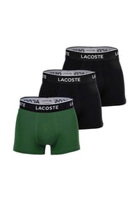 LACOSTE - Herren Boxershorts, 3er Pack - Trunks, Casual, Cotton Stretch, Logobund - Blau/Rot