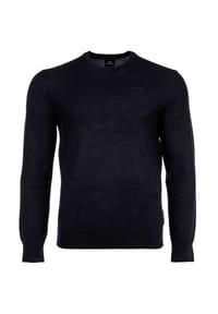ARMANI EXCHANGE - Herren Strickpullover - Schurwolle, Rundhals, Logo, einfarbig - Blau