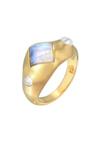 HAZE & GLORY - Ring Mondstein Rosa Quarz 925 Silber Vergoldet - Gold