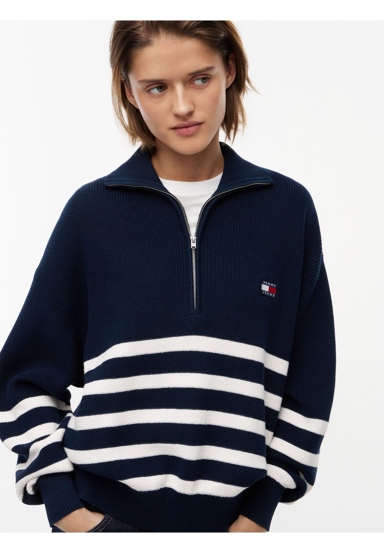 Tommy Jeans Pullover Tjw Stripe, Troyer, FüR Damen, Blau, Xs