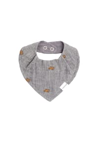 maximo® - GOTS BABY-Tuch, Druckknopf Musselinstoff bestickt, Futter - flieder-margerite