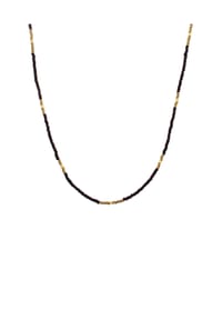 KUZZOÍ - Halskette Glas Beads Schwarz 925 Sterling Silber Vergoldet - Schwarz
