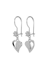 Adelia's - Damen Ohrhänger Herz aus 925 Silber mit Zirkonia - silber