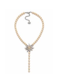 collezione alessandro® - Trachtenkette Alpenkette Perlenkette mit Edelweiß - beige