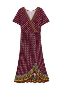 sheego - Jersey-Kleid - bordeaux-burgund-bedruckt