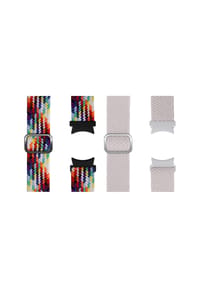WRISTR - Smartwatch-Armband (2-tlg. Set) Flex Loop kompatibel mit Samsung Galaxy Watch - Hellgrau / Rainbow