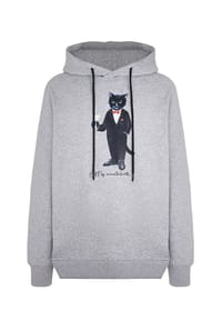 CAT by manii'ta lacitta - Grauer Kapuzenpullover mit Dandy-Katze - grau