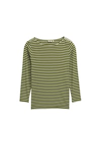 TOM TAILOR plus - Langarmshirt, U-Boot-Ausschnitt, für Damen - 38582 GREEN WHITE