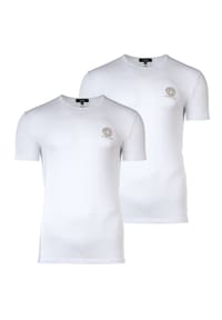 VERSACE - Herren T-Shirt, 2er Pack - Unterhemd, Rundhals, Crew Neck, Stretch Cotton - Weiß